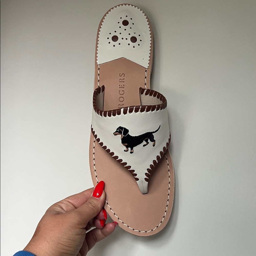 Jack Rogers Dachshund Embroidery Leather Sandal